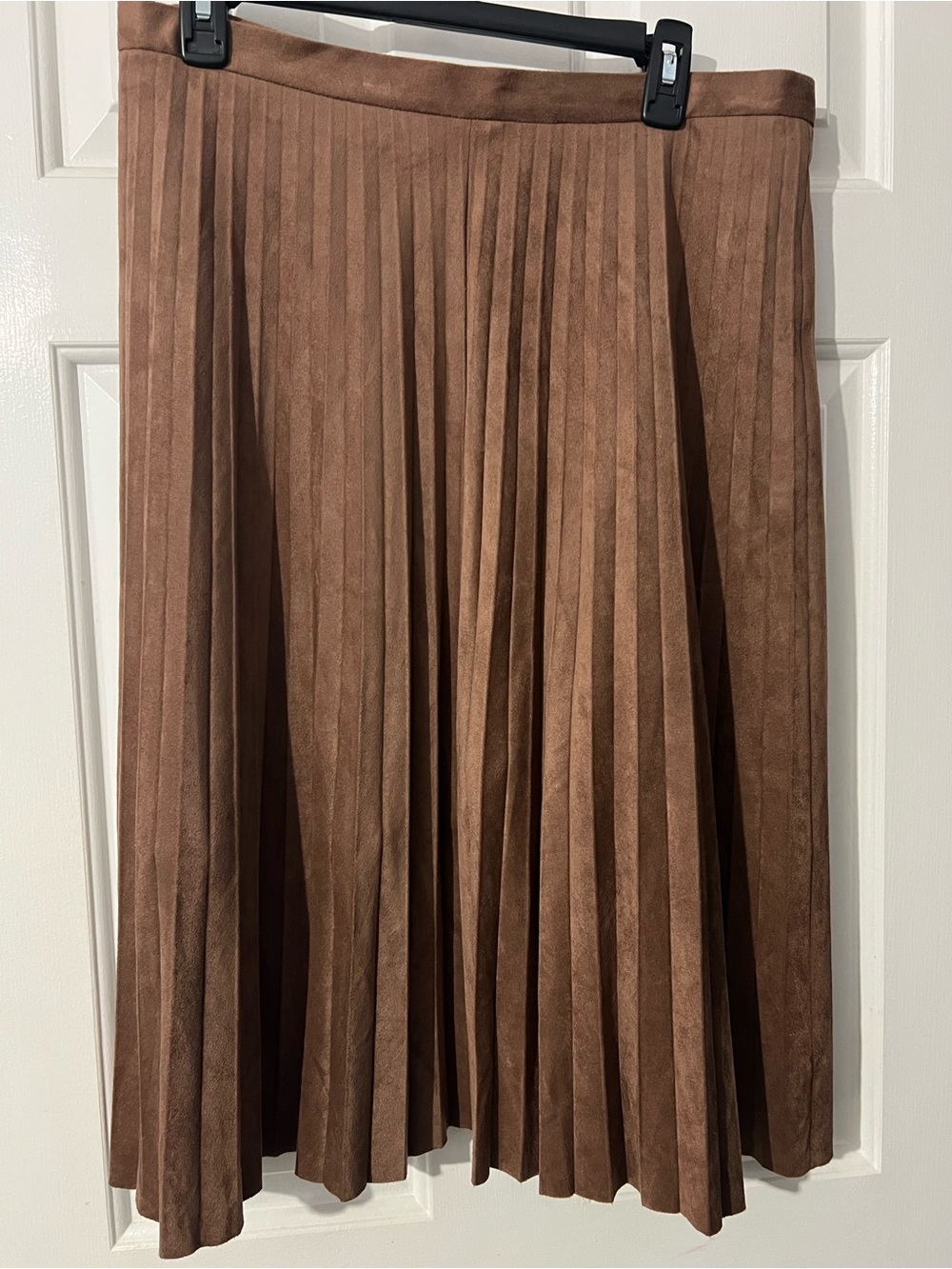 bagatelle Brown Faux Suede Pleated Skater Skirt